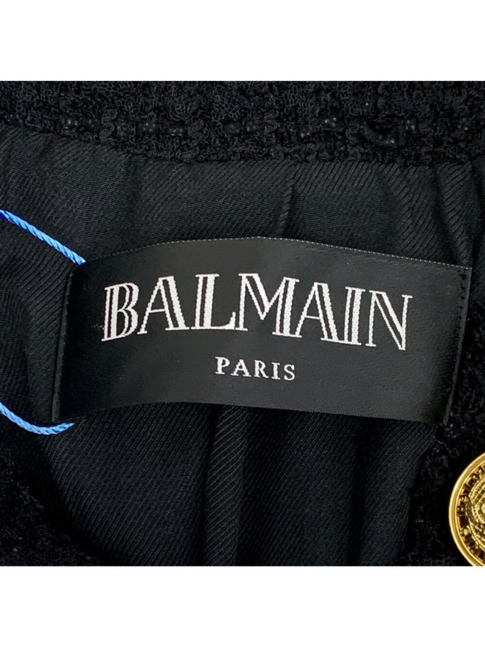 Balmain White Striped Logo Print Double-Breasted Cotton Jacket - Picture 6 of 7